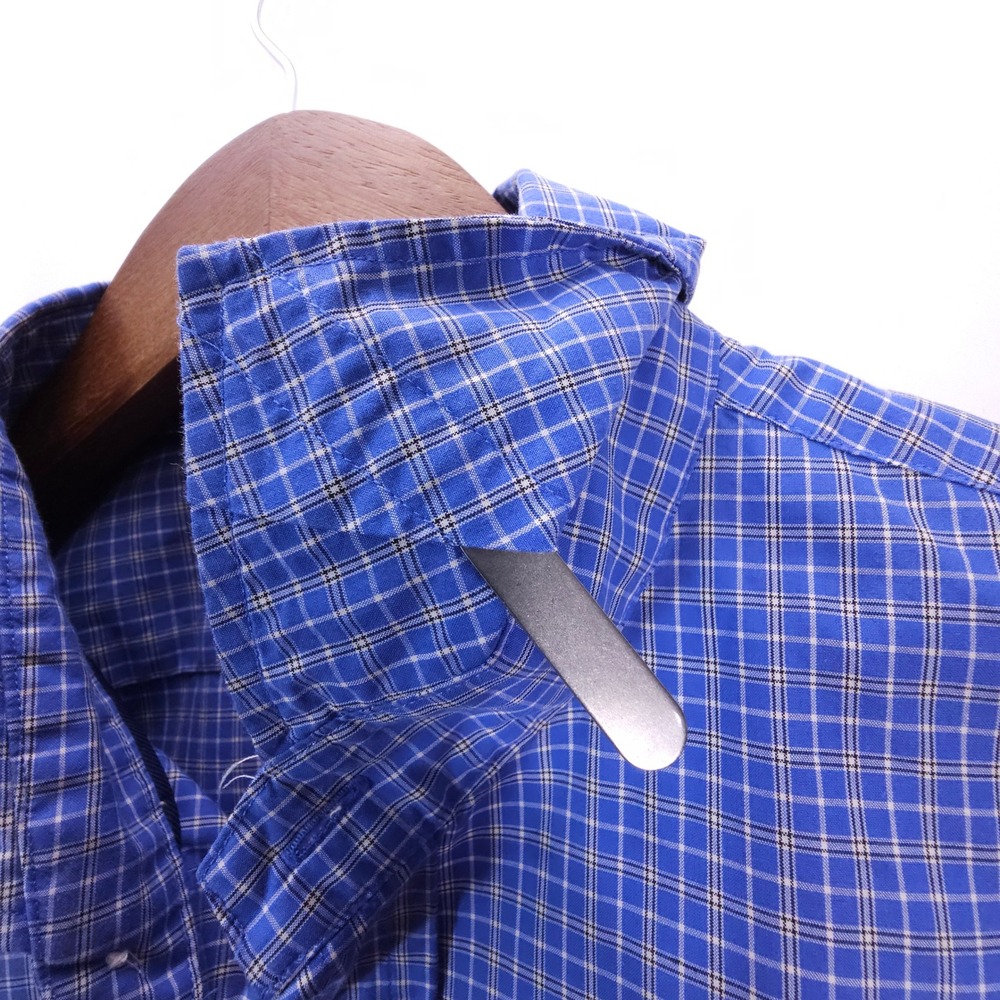 Polo Ralph Lauren Shirt Mens L Blue Plaid 120s 2-Ply Cotton Button Down Workwear - Picture 4 of 8